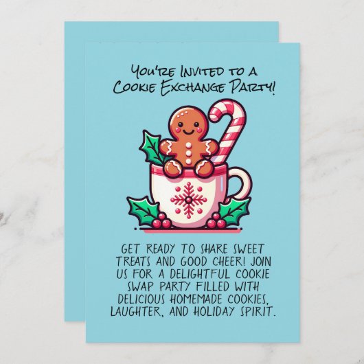編集可能クリスマスクッキー交換パーティーカスタム 招待状 (正面/裏面)