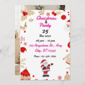 編集可能クリスマスパーティの招待状 シーズンカード (正面/裏面)