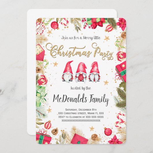 編集可能クリスマス招待状 招待状 (正面/裏面)