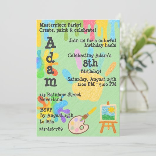 編集可能クレヨンスタイルアート絵を描- & Palette Part 招待状 (スタンド正面)