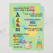 編集可能クレヨンスタイルアート絵を描- & Palette Part 招待状 (正面/裏面)