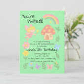 編集可能クレヨンスタイル – フェアリーマッシュルームフォレスト 招待状 (スタンド正面)