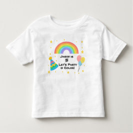 編集可能クレヨンスタイル – レインボーお祝い トドラーTシャツ