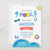 編集可能クールサマースイムパーティー招待状 招待状 (正面)