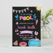 編集可能クール夏の水泳パーティー招待状for Boys 招待状 (スタンド正面)