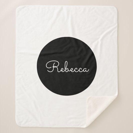 編集可能クール白スクリプトレトロ-モダンデザイン シェルパブランケット (正面)