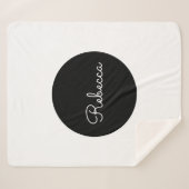 編集可能クール白スクリプトレトロ-モダンデザイン シェルパブランケット (正面(横))