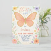 編集可能グリッターバタフライ誕生日招待状 招待状 (スタンド正面)