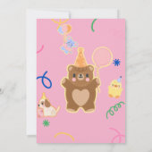 編集可能グリーナリーベア誕生日招待状 セーブザデート (裏面)