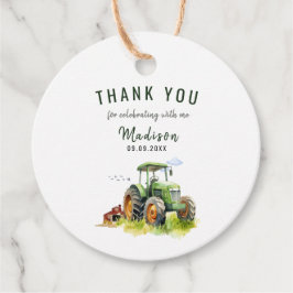 編集可能グリーントラクター誕生日 フェイバータグ