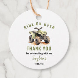 編集可能グリーンATVバイク誕生日円 フェイバータグ