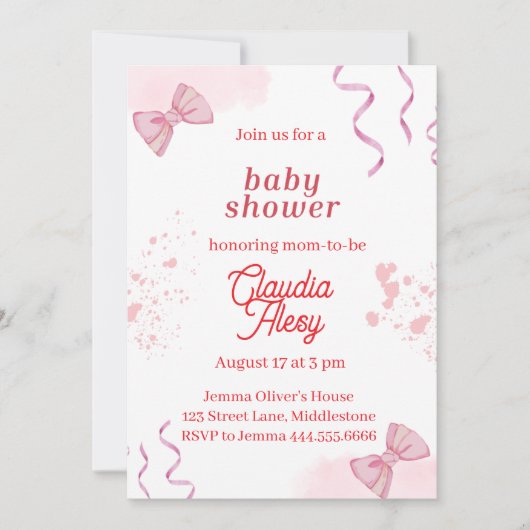 編集可能コケットベビーシャワー招待状3 招待状 (正面)