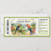 編集可能コスタリカ飛行機チケット搭乗券 招待状 (正面)