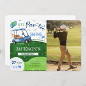 編集可能ゴルフ誕生日フォト招待状 招待状 (正面/裏面)