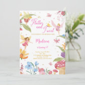 編集可能ゴールデンフェアリー誕生日パーティー 招待状 (スタンド正面)