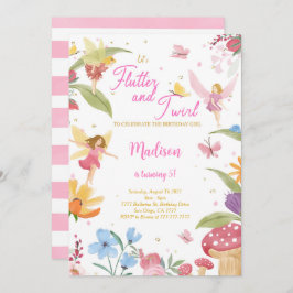編集可能ゴールデンフェアリー誕生日パーティー 招待状