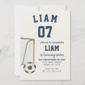 編集可能サッカーテーマ印刷可能 招待状 (正面)