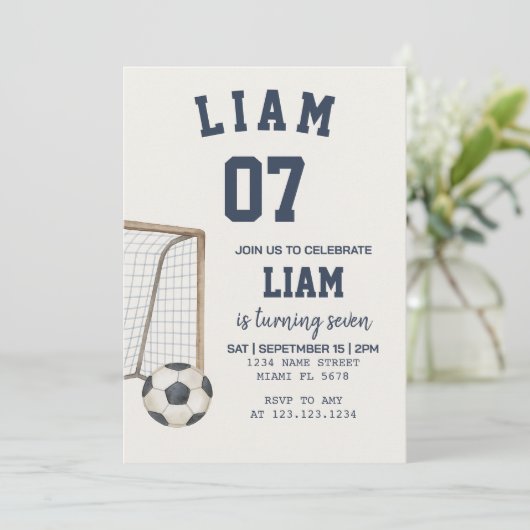 編集可能サッカーテーマ印刷可能 招待状 (スタンド正面)