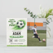 編集可能サッカーパーティの招待状(写真あり) 招待状 (スタンド正面)