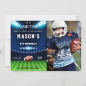 編集可能サッカー誕生日フォト招待状 招待状 (正面)