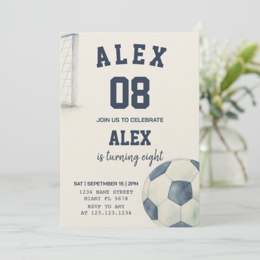 編集可能サッカー誕生日招待状 招待状 (スタンド正面)