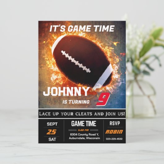 編集可能サッカー誕生日招待状 招待状 (スタンド正面)