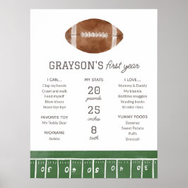 編集可能サッカー1st誕生日マイルストーンサイン ポスター