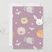 編集可能サファリジャングル動物ピンクベビーシャワー 招待状 (裏面)