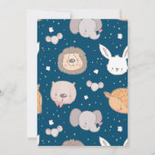 編集可能サファリジャングル動物ブルーベビーシャワー 招待状 (裏面)