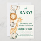 編集可能サファリベイビーシャワー招待状動物 招待状 (正面)