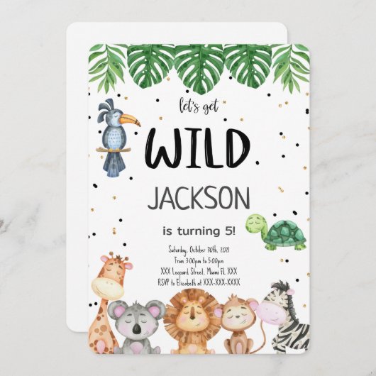 編集可能サファリ招待状 招待状 (正面/裏面)