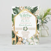 編集可能サファリ赤ちゃんシャワー招待ボーイ 招待状 (スタンド正面)