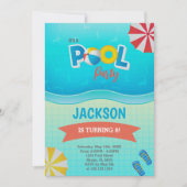 編集可能サマースイムパーティー招待状 子供へ 招待状 (正面)