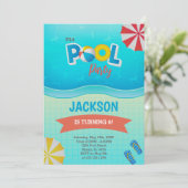 編集可能サマースイムパーティー招待状 子供へ 招待状 (スタンド正面)