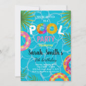 編集可能サマースイムパーティー招待状 子供へ 招待状 (正面)