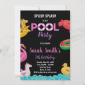 編集可能サマースイムパーティー招待状 招待状 (正面)