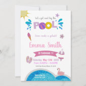 編集可能サマースイムパーティー招待状for Girls 招待状 (正面)