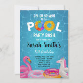 編集可能サマースプラッシュパーティー招待状 子供へ 招待状 (正面)