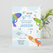 編集可能サマースプラッシュパーティー招待状 子供へ 招待状 (スタンド正面)