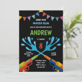 編集可能サマースプラッシュパーティー招待状 招待状 (スタンド正面)