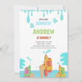 編集可能サマースプラッシュパーティー招待状 招待状 (正面)