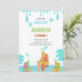 編集可能サマースプラッシュパーティー招待状 招待状 (スタンド正面)