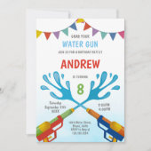 編集可能サマースプラッシュパーティー招待状 招待状 (正面)