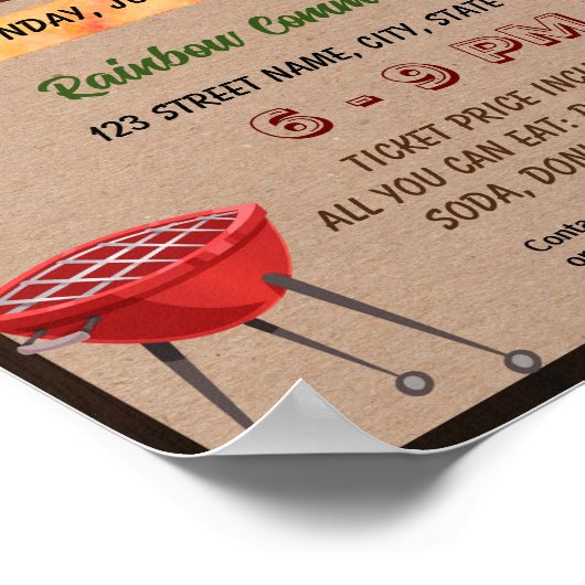 編集可能サマーバーベックポトラックフライヤー ポスター (角)