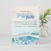 編集可能サマープールパーティの招待状 招待状 (スタンド正面)
