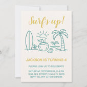 編集可能サーフの誕生日パーティーへの招待 招待状 (正面)