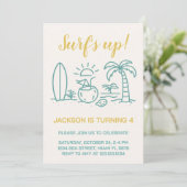 編集可能サーフの誕生日パーティーへの招待 招待状 (スタンド正面)