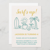 編集可能サーフの誕生日パーティーへの招待 招待状 (正面/裏面)