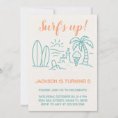 編集可能サーフの誕生日パーティーへの招待 招待状 (正面)