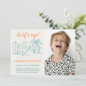 編集可能サーフの誕生日パーティーへの招待 招待状 (スタンド正面)
